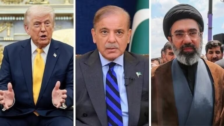 Donald Trump and Masoud Pezeshkian signing peace agreement memorandum with Pakistani mediators.