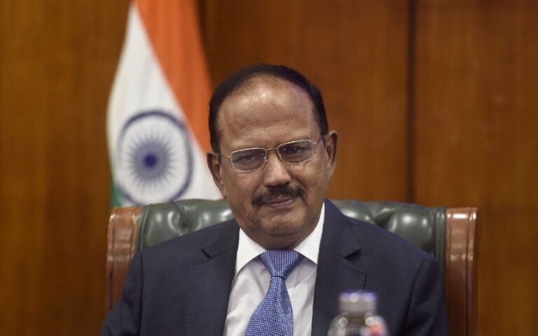 Ajit Doval and Wang Yi shaking hands during India China border talks in Beijing