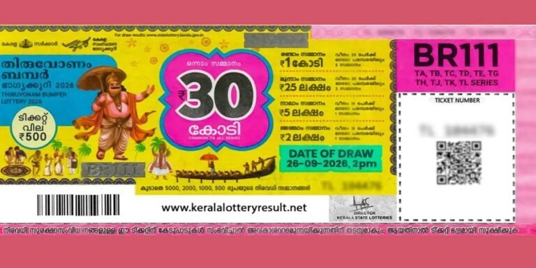 Thiruvonam Bumper Lottery Ticket 2026